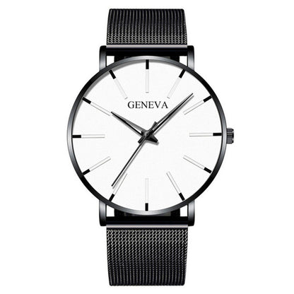 Minimalist menswear ultra thin watches simple business stainless steel mesh belt quartz watch