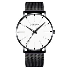 Load image into Gallery viewer, Minimalist menswear ultra thin watches simple business stainless steel mesh belt quartz watch
