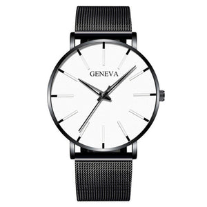 Minimalist menswear ultra thin watches simple business stainless steel mesh belt quartz watch