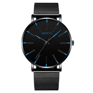Minimalist menswear ultra thin watches simple business stainless steel mesh belt quartz watch
