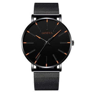 Minimalist menswear ultra thin watches simple business stainless steel mesh belt quartz watch