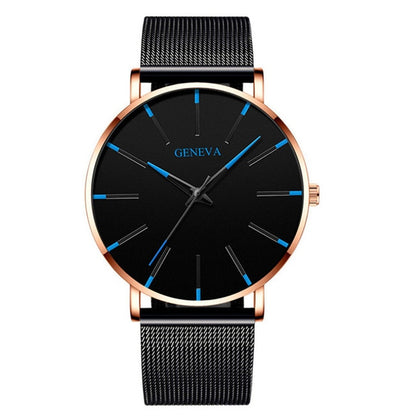 Minimalist menswear ultra thin watches simple business stainless steel mesh belt quartz watch