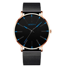 Load image into Gallery viewer, Minimalist menswear ultra thin watches simple business stainless steel mesh belt quartz watch
