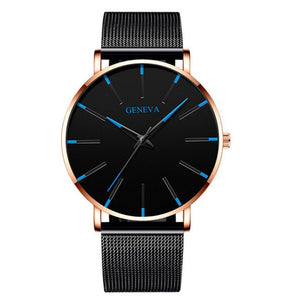 Minimalist menswear ultra thin watches simple business stainless steel mesh belt quartz watch
