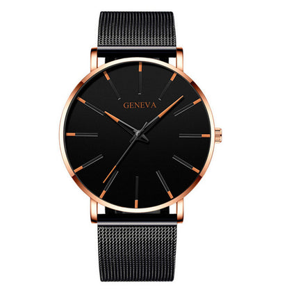 Minimalist menswear ultra thin watches simple business stainless steel mesh belt quartz watch