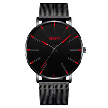 Load image into Gallery viewer, Minimalist menswear ultra thin watches simple business stainless steel mesh belt quartz watch
