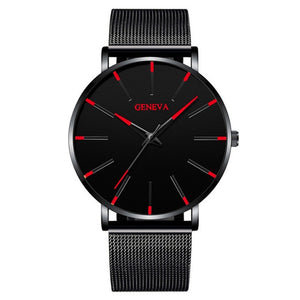 Minimalist menswear ultra thin watches simple business stainless steel mesh belt quartz watch
