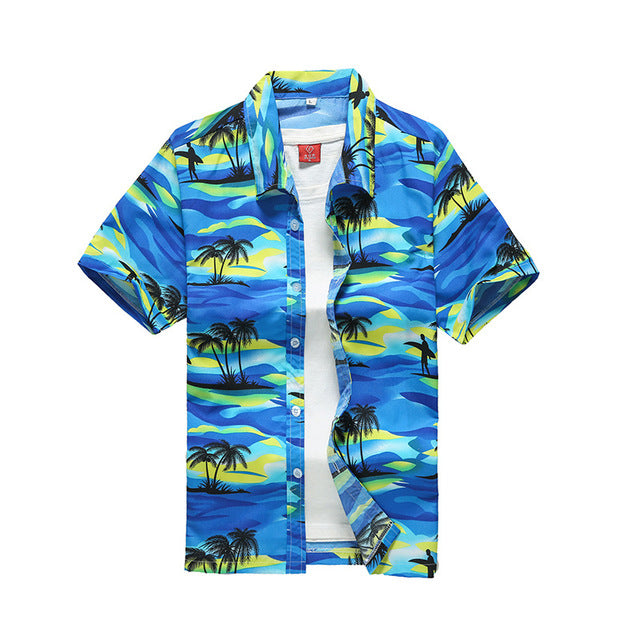 Mens Summer Hawaiian Flower Beach Shirt Short Sleeve Floral Shirts Men Casual Holiday Vacation Clothing