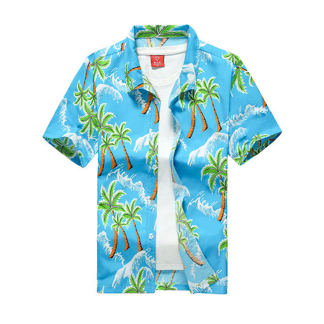 Mens Summer Hawaiian Flower Beach Shirt Short Sleeve Floral Shirts Men Casual Holiday Vacation Clothing