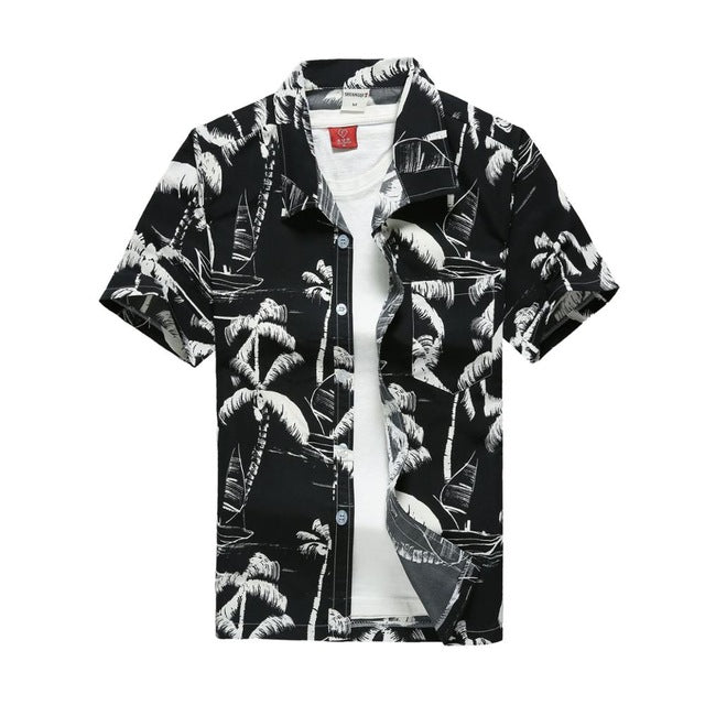 Mens Summer Hawaiian Flower Beach Shirt Short Sleeve Floral Shirts Men Casual Holiday Vacation Clothing