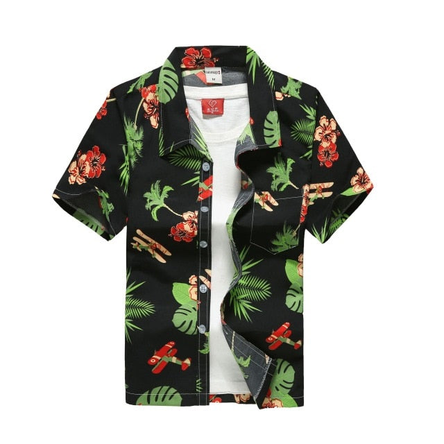 Mens Summer Hawaiian Flower Beach Shirt Short Sleeve Floral Shirts Men Casual Holiday Vacation Clothing