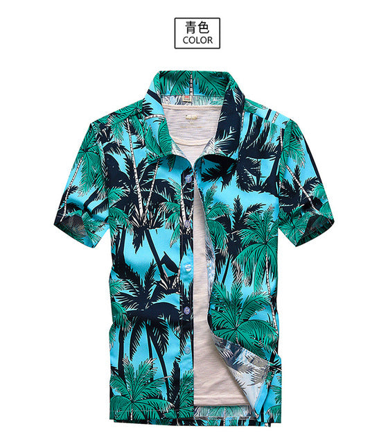 Mens Summer Hawaiian Flower Beach Shirt Short Sleeve Floral Shirts Men Casual Holiday Vacation Clothing