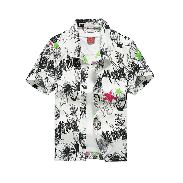 Mens Summer Hawaiian Flower Beach Shirt Short Sleeve Floral Shirts Men Casual Holiday Vacation Clothing