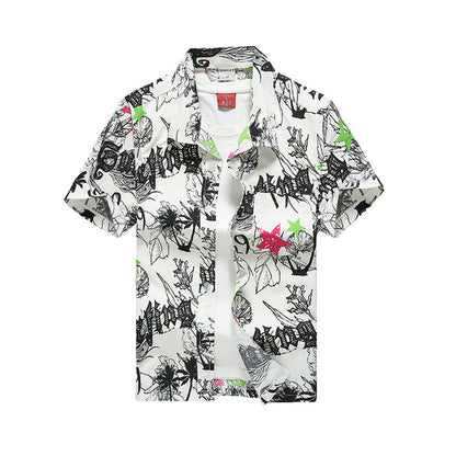 Mens Summer Hawaiian Flower Beach Shirt Short Sleeve Floral Shirts Men Casual Holiday Vacation Clothing