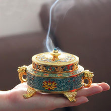Load image into Gallery viewer, Incense Holders Incense Burner Tibetan Style Painted Enamel Zinc Alloy Coil Incense Holder Home Office Decoration Gift
