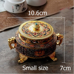 Incense Holders Incense Burner Tibetan Style Painted Enamel Zinc Alloy Coil Incense Holder Home Office Decoration Gift