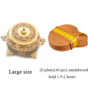 Incense Holders Incense Burner Tibetan Style Painted Enamel Zinc Alloy Coil Incense Holder Home Office Decoration Gift