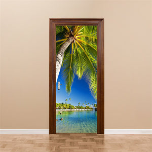 DIY 3D Self Stick Wallpaper Natural Scenery Sliding Glass Door Sticker Room Decoration Vinyl Poster Living Room Decals
