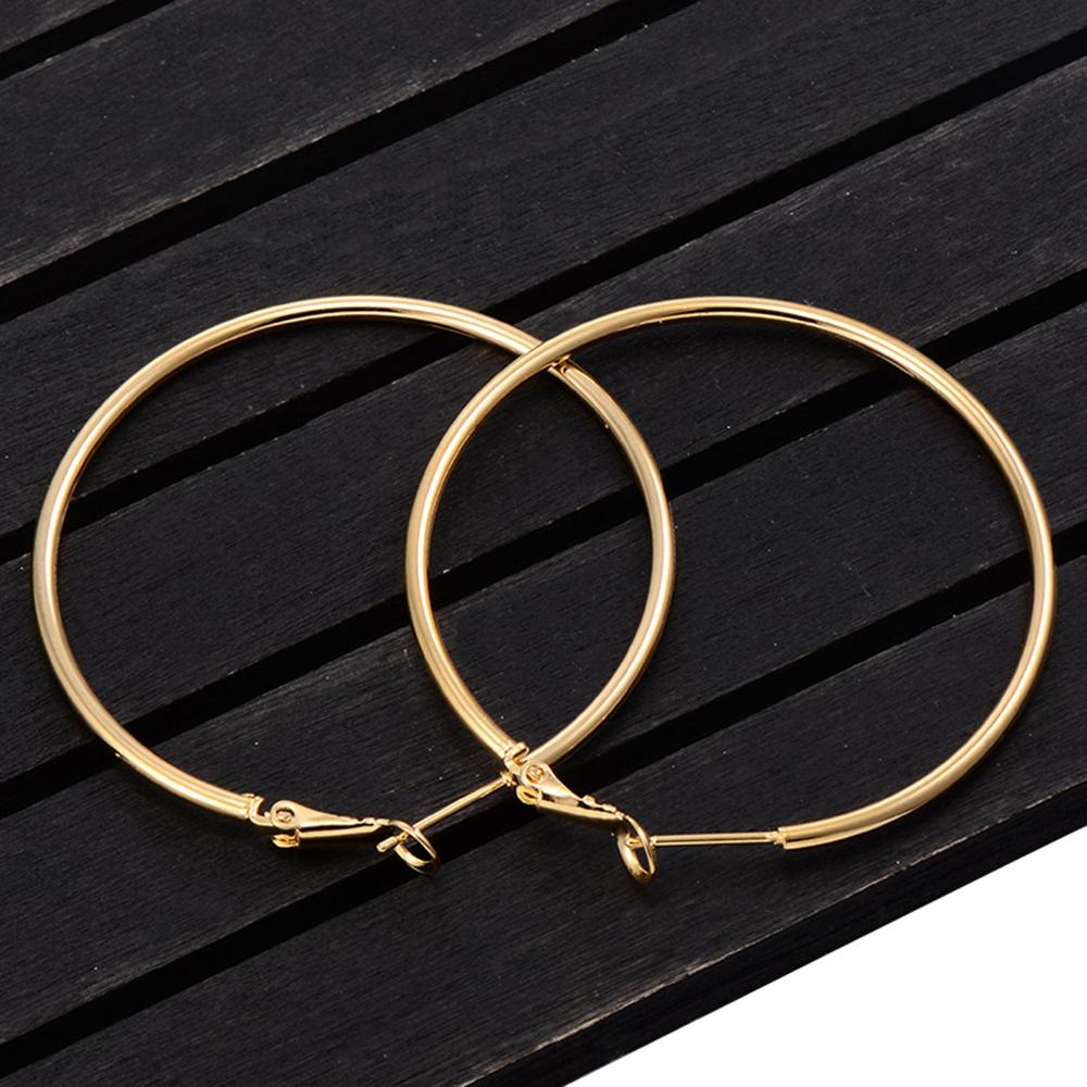 40mm 60mm 70mm 80mm Exaggerate Big Smooth Circle Hoop Earrings Simple Party Round Loop Earrings for Women Jewelry Choose Style Gold Silver