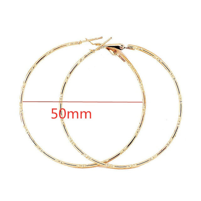 40mm 60mm 70mm 80mm Exaggerate Big Smooth Circle Hoop Earrings Simple Party Round Loop Earrings for Women Jewelry Choose Style Gold Silver