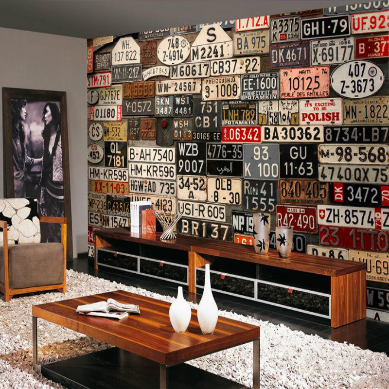 Custom Retro 3d license plate Wall Paper Home Improvement Decorative Wallpaper background wall murals