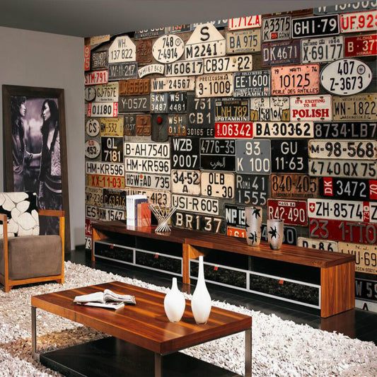 Custom Retro 3d license plate Wall Paper Home Improvement Decorative Wallpaper background wall murals