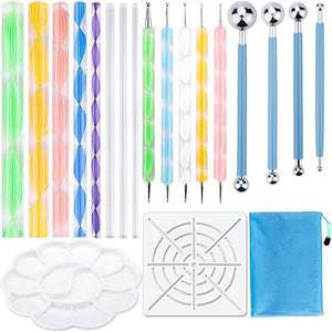 Professional 19-PCS Mandala Dotting Pen Dotting Tool Set Mandala Stencil Ball Stylus Paint Tray Draw & Draft