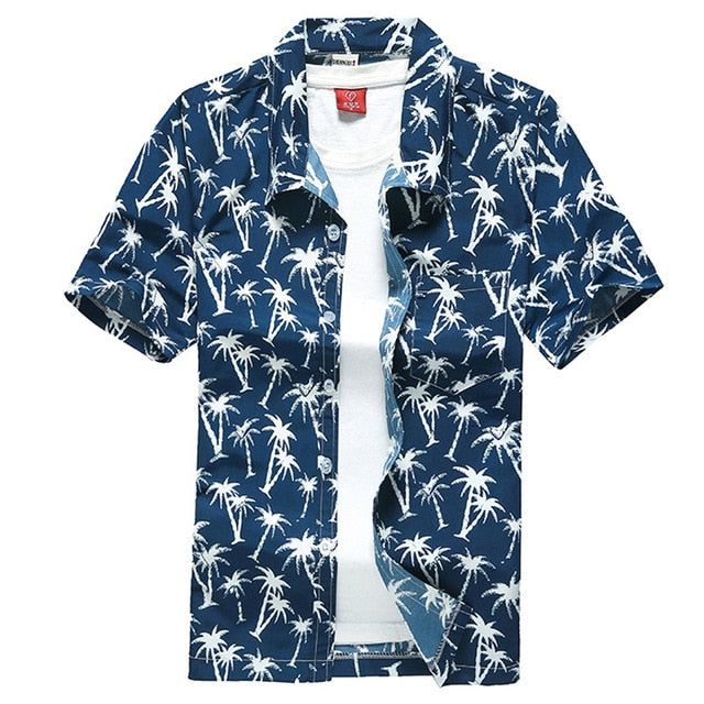 Colorful Patchwork Printed Hawaiian Style Beach Shirt for Men Short Sleeve Comfortable Shirts