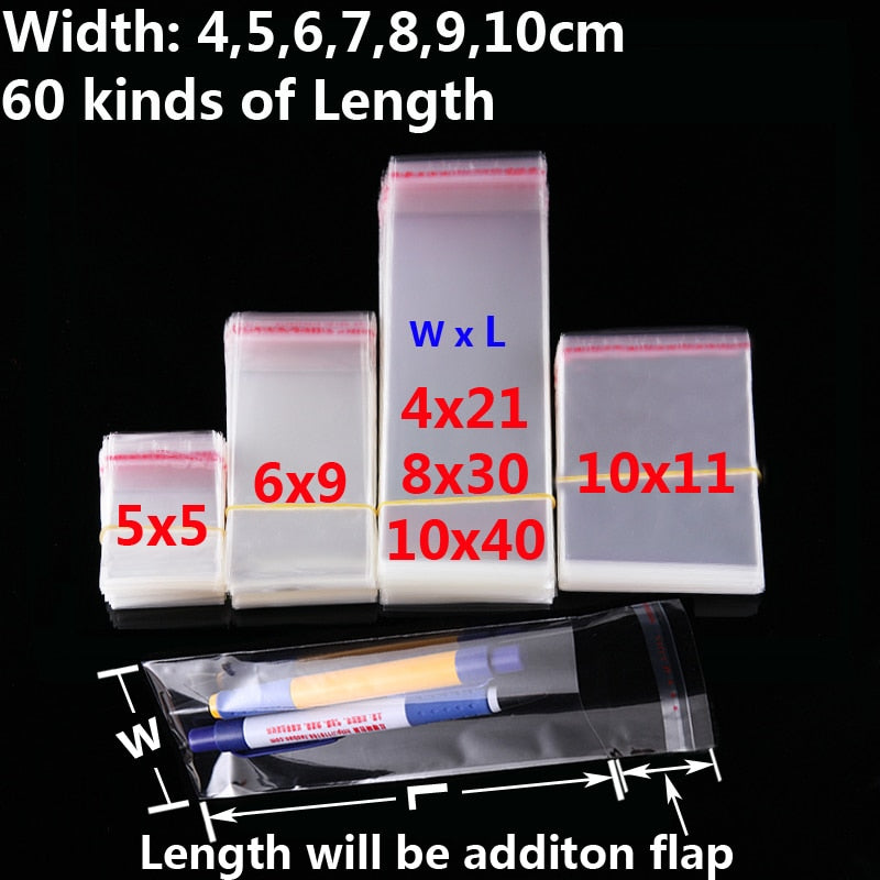 Clear Self Sealing Candy Bag Birthday Gift Pouch Jewelry Packing Cookie Food Packaging Bags OPP Self-adhesive Small Plastic Bags