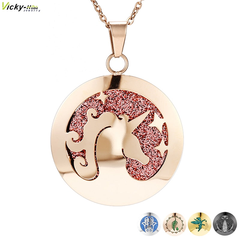Womens Aromatherapy Diffuser Locket Perfume Essential Oil Necklace Stainless Steel Locket with Felt Pads For Woman