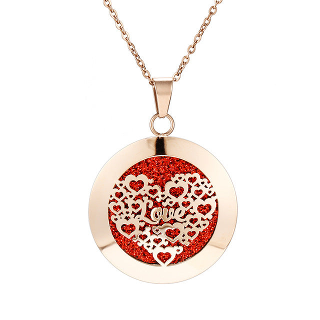 Womens Aromatherapy Diffuser Locket Perfume Essential Oil Necklace Stainless Steel Locket with Felt Pads For Woman