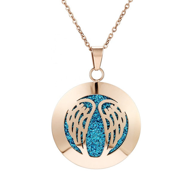 Womens Aromatherapy Diffuser Locket Perfume Essential Oil Necklace Stainless Steel Locket with Felt Pads For Woman