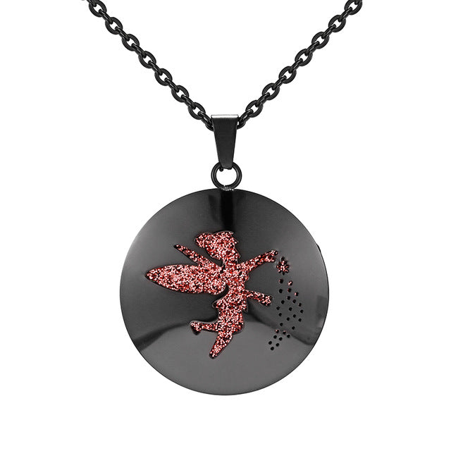Womens Aromatherapy Diffuser Locket Perfume Essential Oil Necklace Stainless Steel Locket with Felt Pads For Woman
