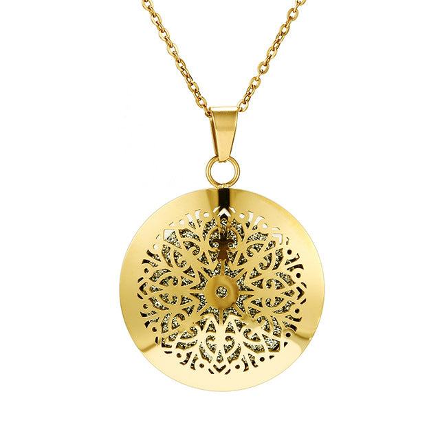Womens Aromatherapy Diffuser Locket Perfume Essential Oil Necklace Stainless Steel Locket with Felt Pads For Woman