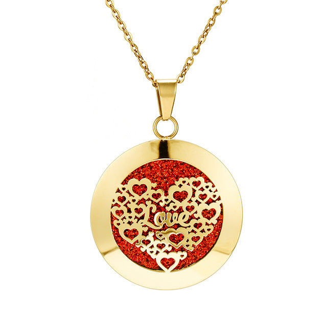 Womens Aromatherapy Diffuser Locket Perfume Essential Oil Necklace Stainless Steel Locket with Felt Pads For Woman