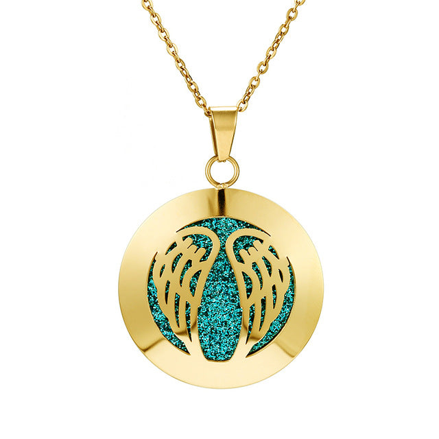 Womens Aromatherapy Diffuser Locket Perfume Essential Oil Necklace Stainless Steel Locket with Felt Pads For Woman