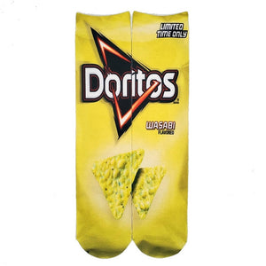 Funny Socks Men and Women Doritos Cornflake Packaging Design Print Cotton Socks 3D Printing Potato Chips Unisex Ankle Socks