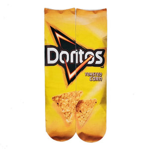 Funny Socks Men and Women Doritos Cornflake Packaging Design Print Cotton Socks 3D Printing Potato Chips Unisex Ankle Socks