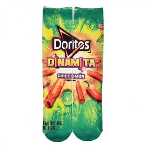 Funny Socks Men and Women Doritos Cornflake Packaging Design Print Cotton Socks 3D Printing Potato Chips Unisex Ankle Socks