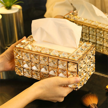 Crystal Facial Tissue Box Holder Crystal Cube Napkin Dispenser Bedroom Office Hotel Cafe Coffee House Bar Kitchen