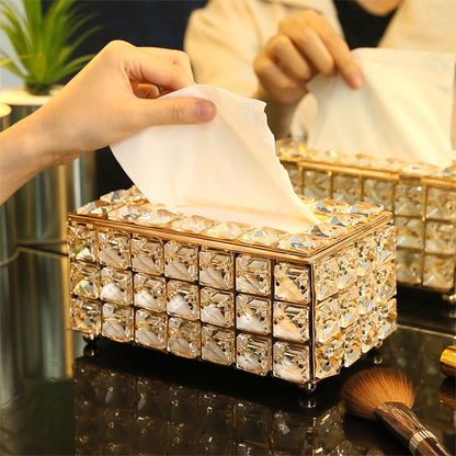 Crystal Facial Tissue Box Holder Crystal Cube Napkin Dispenser Bedroom Office Hotel Cafe Coffee House Bar Kitchen