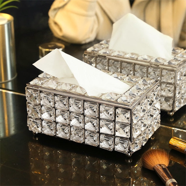 Crystal Facial Tissue Box Holder Crystal Cube Napkin Dispenser Bedroom Office Hotel Cafe Coffee House Bar Kitchen