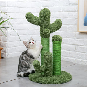 Cute Cactus Pet Cat Tree Toy with Ball Scratcher Posts for Cats Kitten Climbing Tree Cats Toy Protecting Furniture