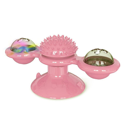 Cat Turning Windmill Toy Funny Massage Rotatable Cat Toys With Catnip Spiked Ball Teeth Cleaning Pet Products
