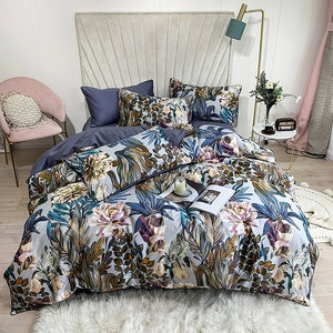 4/6Pcs Luxury Egyptian Cotton Bedding Set Queen King Size Bright Duvet Cover Bed sheet Set Fitted Sheet Choose Style