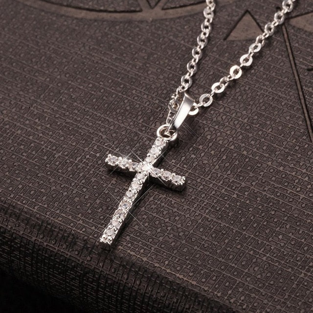 Fashion Cross Pendants Gold Silver Color Crystal Jesus The Cross Pendant Necklace Biblical Jewelry For Men Women Great Gift
