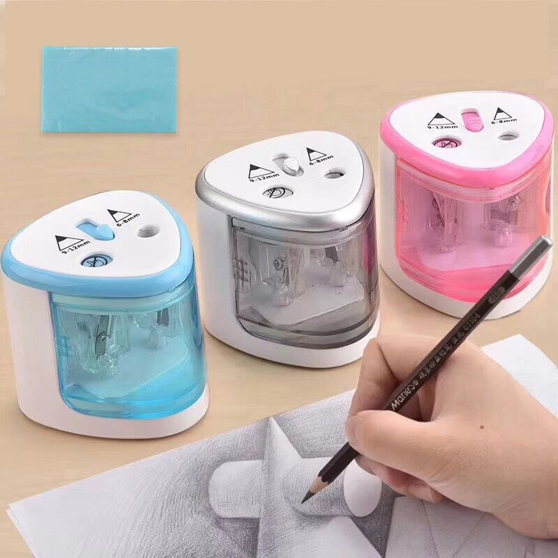 Automatic Pencil Sharpener Full Set Two-Hole Electric Switch Pencil Sharpener Stationery Home Office School Supplies Auto Pencil Scraper