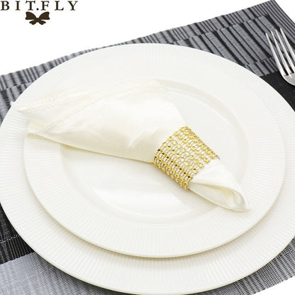 50Pcs 30cm Table Napkins Cloth Square Satin Fabric Napkin Pocket Handkerchief for Wedding Birthday Home Party Hotel Gold White