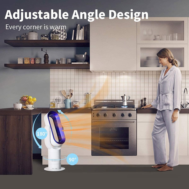 Electric Fan Heater Bladeless Heater Hot Cool Tower Fan with Remote Control Quiet Space Heater Natural Wind Cooling Warmer