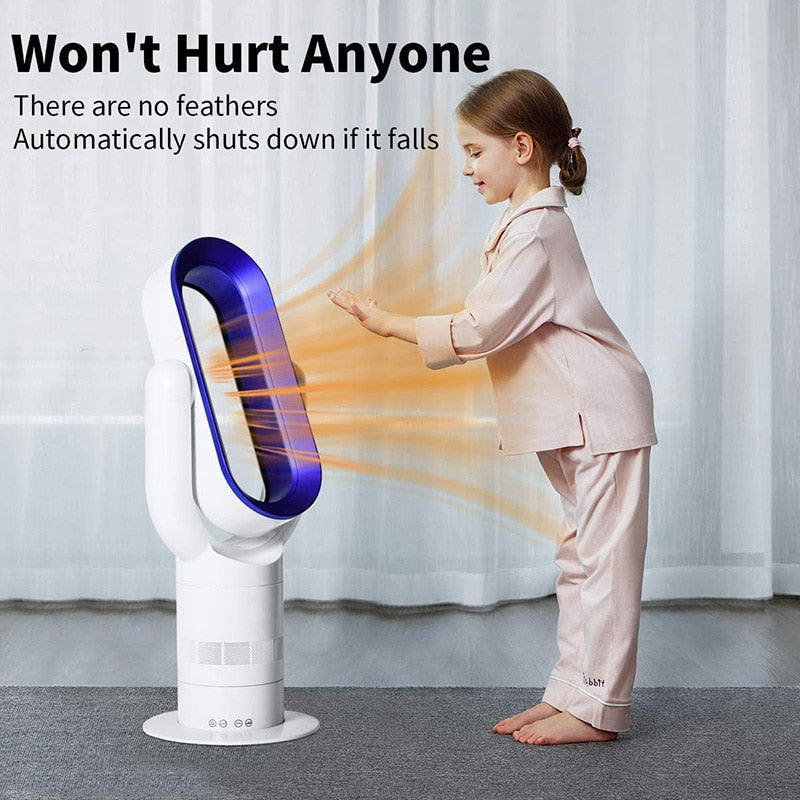 Electric Fan Heater Bladeless Heater Hot Cool Tower Fan with Remote Control Quiet Space Heater Natural Wind Cooling Warmer